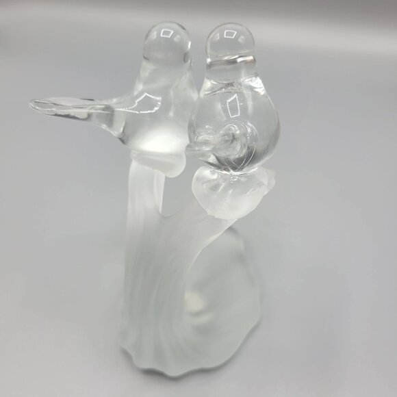 Vintage Artmark Glass Crystal Clear & Frosted Branch Love Birds Figurine 5.5" - Picture 14 of 15